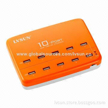 10-port Mobile Phone USB Charger, Charge 10 Sets of Mobile Phones or 5 Sets of iPad Simultaneously